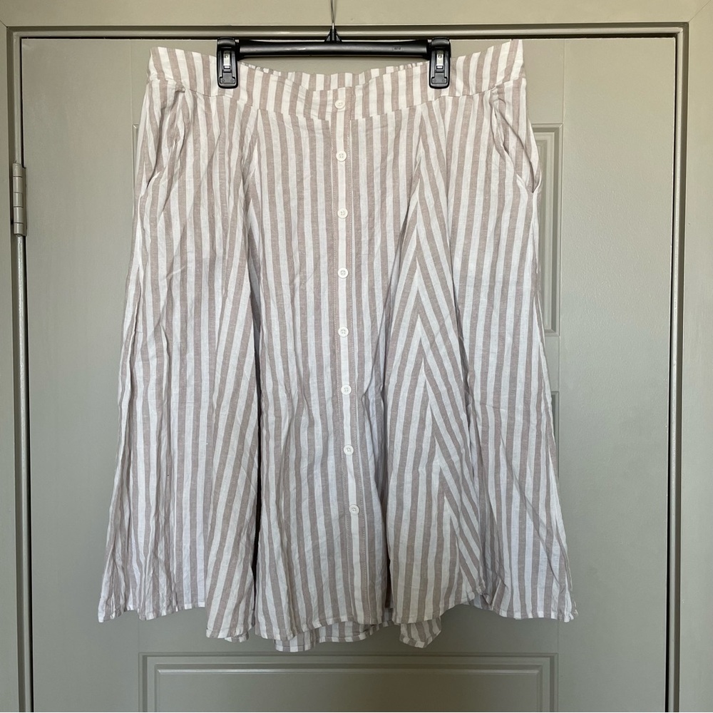 Stripe Flare Midi Skirt